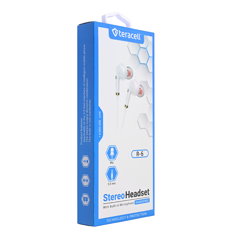 Slusalice Teracell Evolution R6 bele 3.5mm