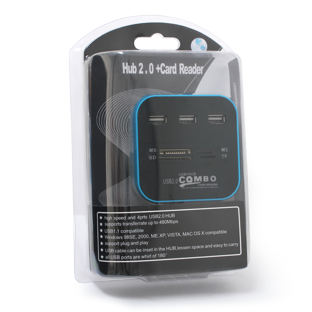 USB hub I citac kartica 2u1 JWD-U35 plavi