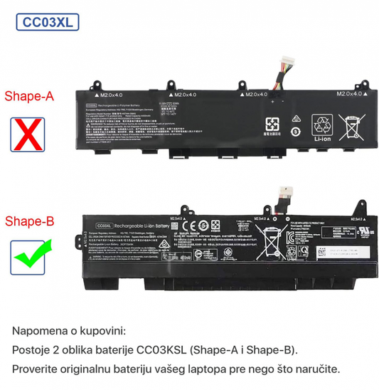 Baterija za laptop HP 840 G7 CC03XL Shape-B HQ2200