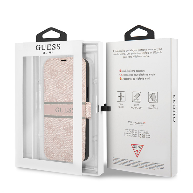 Torbica Guess Stripe Bk Pu za iPhone 13 6.1 roze (GUBKP13M4GDPI)