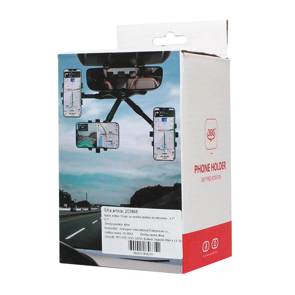 Drzac za mobilni telefon za retrovizor 4.7" - 6.7"