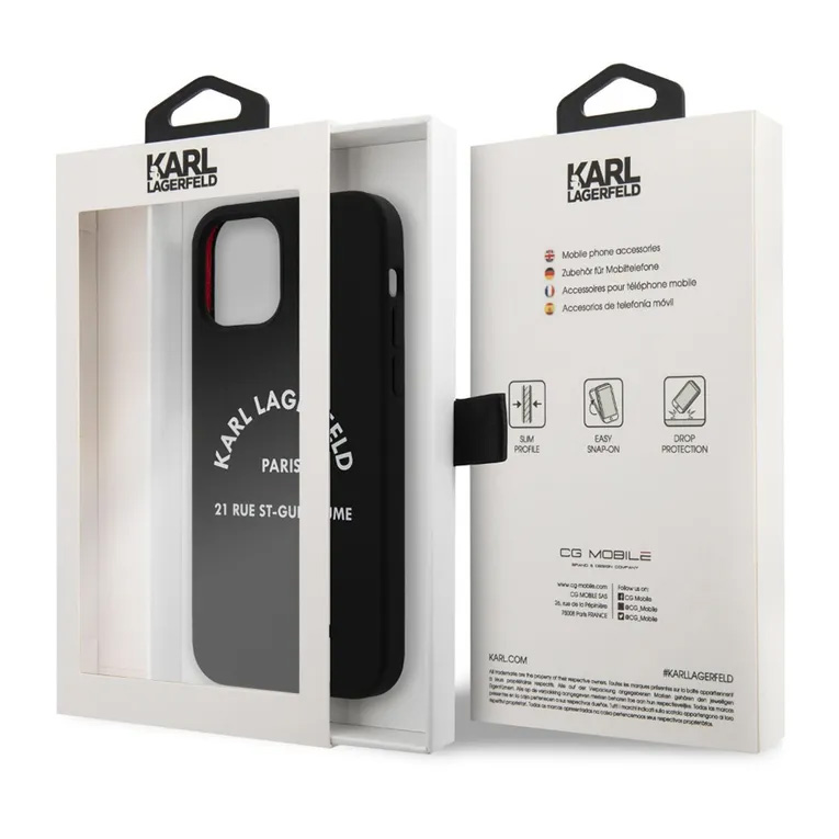 Torbica Karl Lagerfeld Hc Silicone RSG za iPhone 12/12 Pro 6.1 crna (KLHCP12MSLSGRBK)