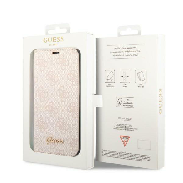 Torbica Guess BT PC/TPU 4G PU Script Metal za iPhone 14 Pro 6.1 pink (GUBKP14LHG4SHP)