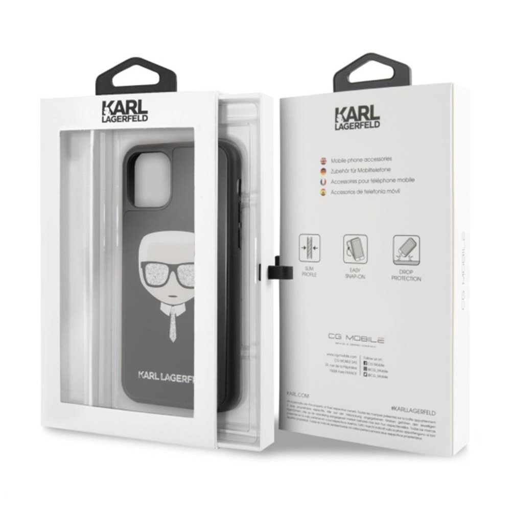 Torbica Karl Lagerfeld Double Layers Glitter Head za iPhone 11 Pro 5.8 crna (KLHCN58DLHBK)