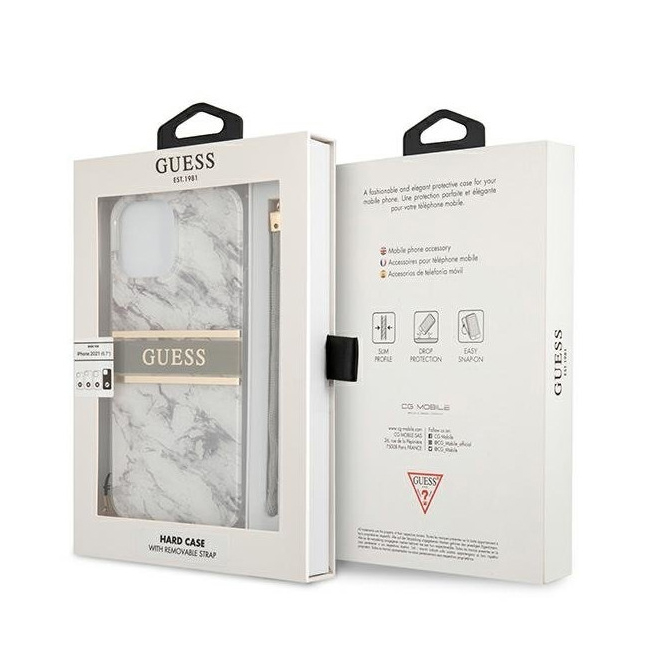 Torbica Guess Marble Strap za iPhone 13 Pro Max 6.7 siva (GUHCP13XKMABGR)