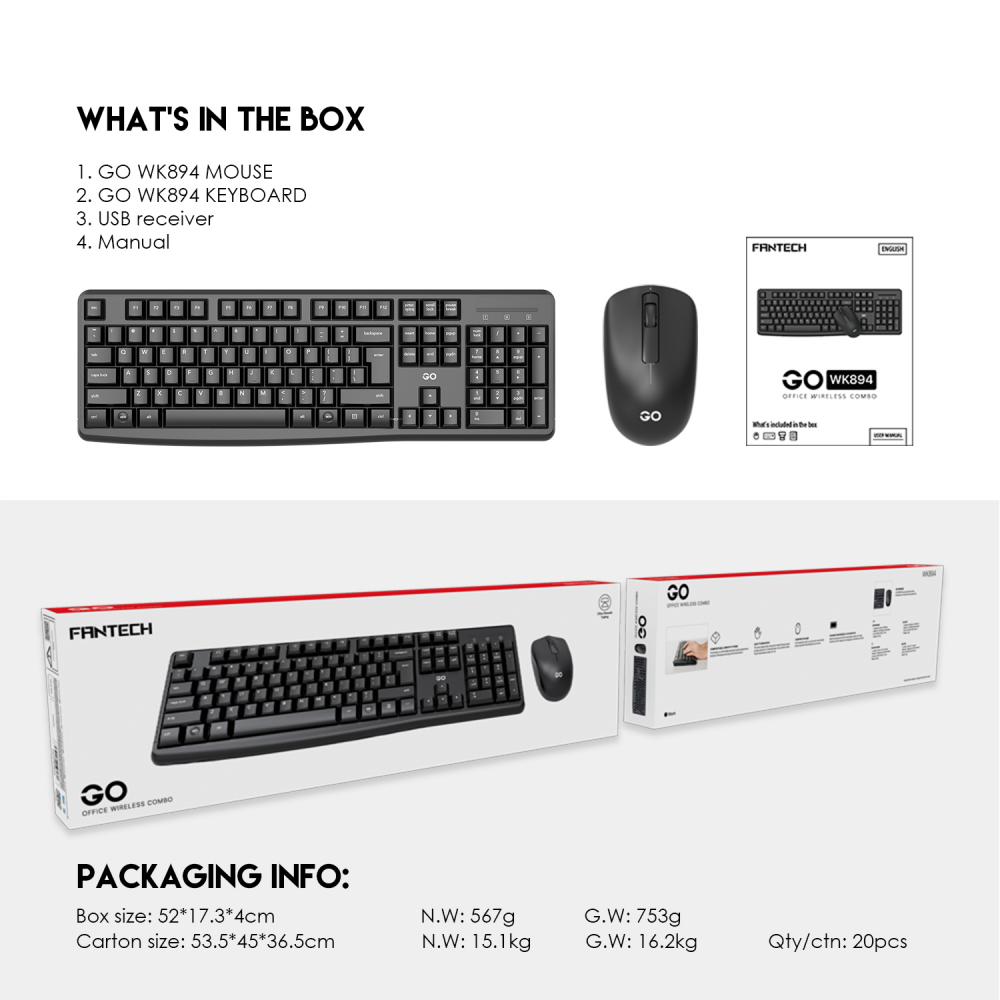 Combo mis tastatura wireless Fantech WK-894 crni