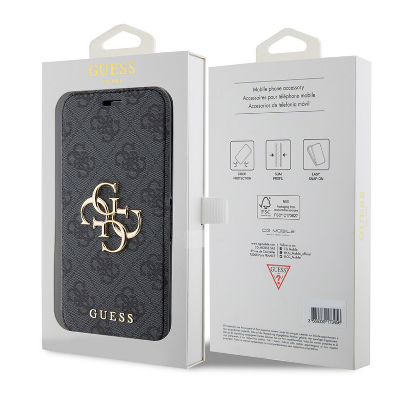 Torbica Guess Bk Pu leather 4G Metal Logo za iPhone 15 Pro 6.1 siva (GUBKP15L4GMGGR)