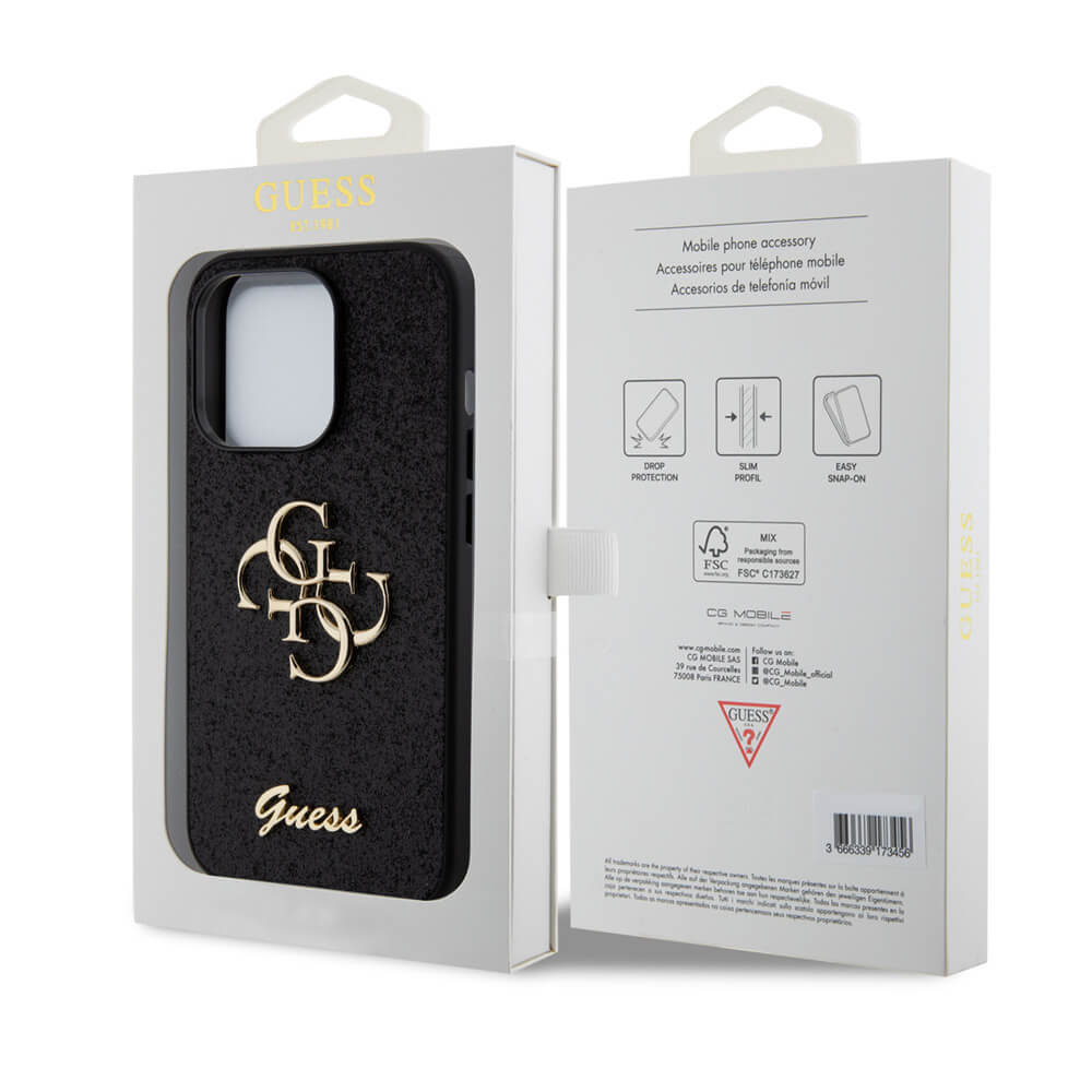 Torbica Guess Hc Fixed Glitter 4G Big Metal Logo za iPhone 15 Pro 6.1 crna (GUHCP15LHG4SGK)