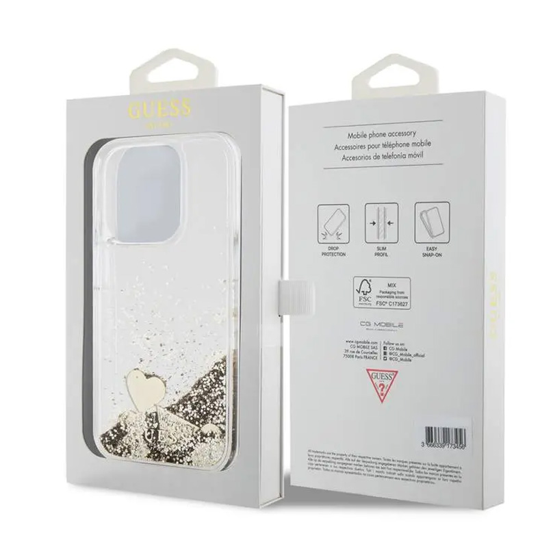 Torbica Guess Hc Liquid Glitter Charms za iPhone 15 Pro 6.1 zlatna (GUHCP15LGLHFLGO)