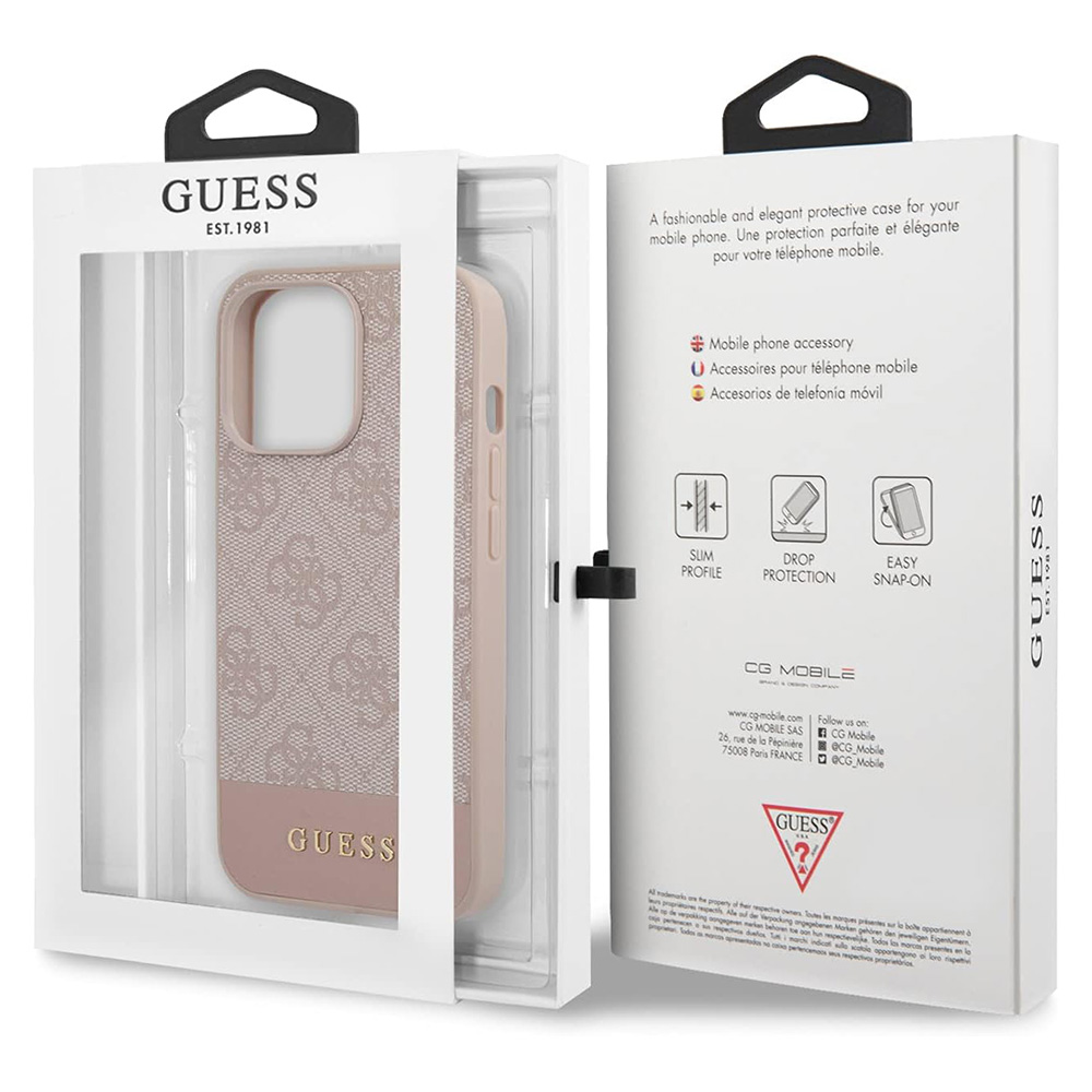 Torbica Guess Hc PC/TPU 4G Pu Bottom Stripe za iPhone 15 Pro 6.1 roze (GUHCP15LG4GLPI)