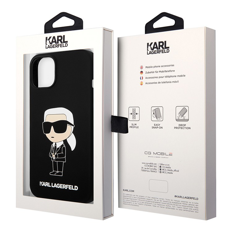 Torbica Karl Lagerfeld Hc Silicone NFT Ikonik za iPhone 15 6.1 crna (KLHCP15SSNIKBCK)
