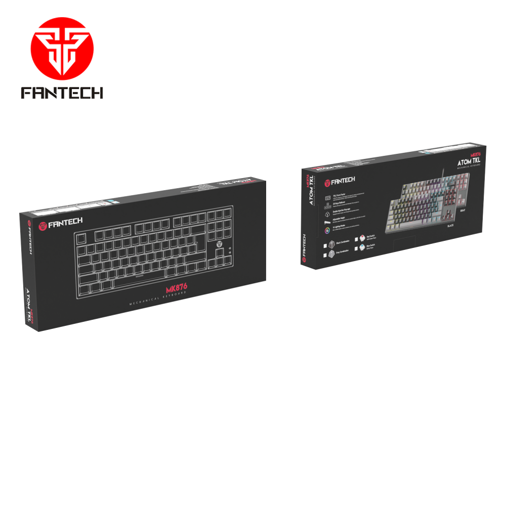 Tastatura Mehanicka Gaming Fantech MK876 RGB Atom TKL siva (Blue switch)