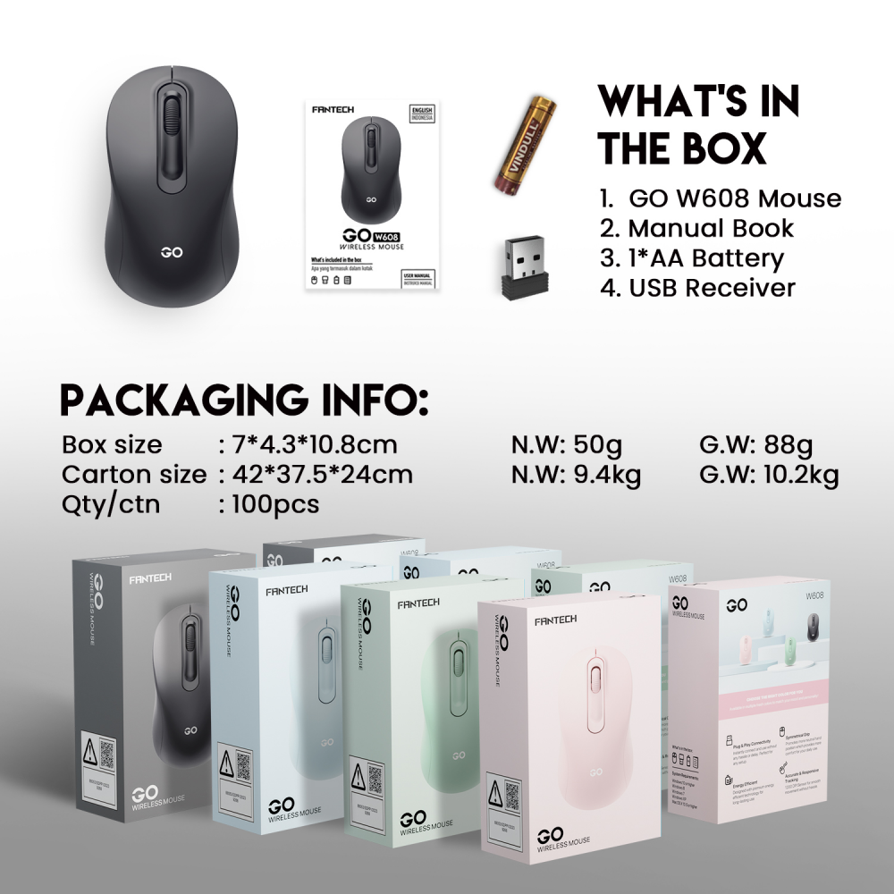 Mis Wireless Fantech W608 GO crni