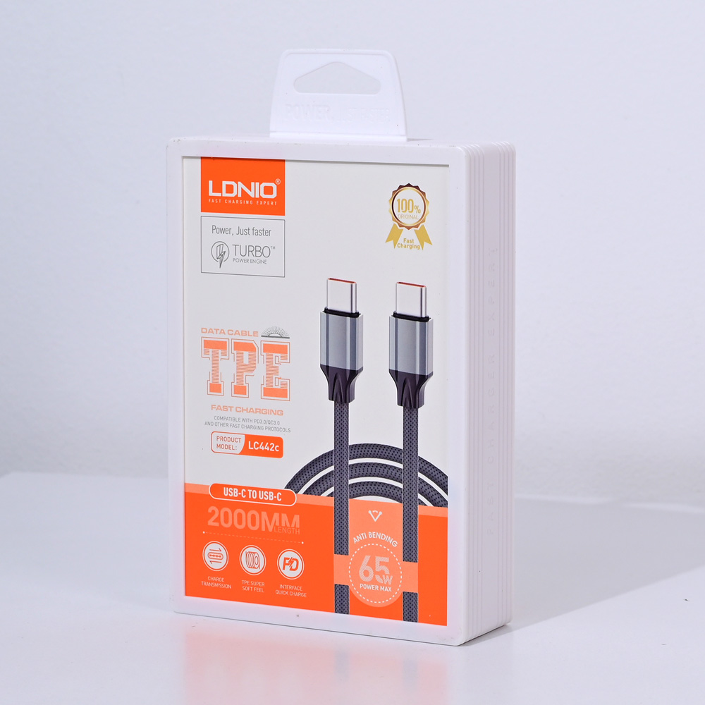 Data kabl LDNIO LC442C 65w, Type C na Type C sivi 2m