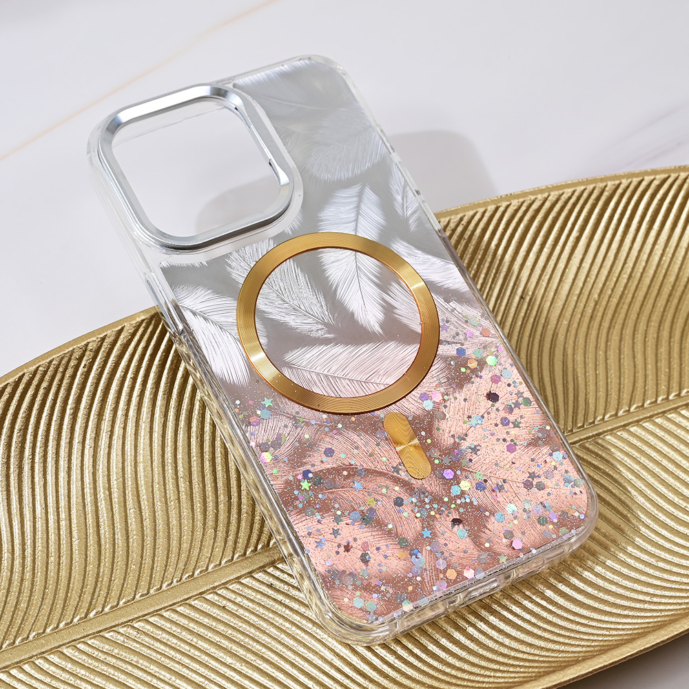 Torbica Magsafe Glitter za iPhone 13 Pro Max 6.7 zlatna