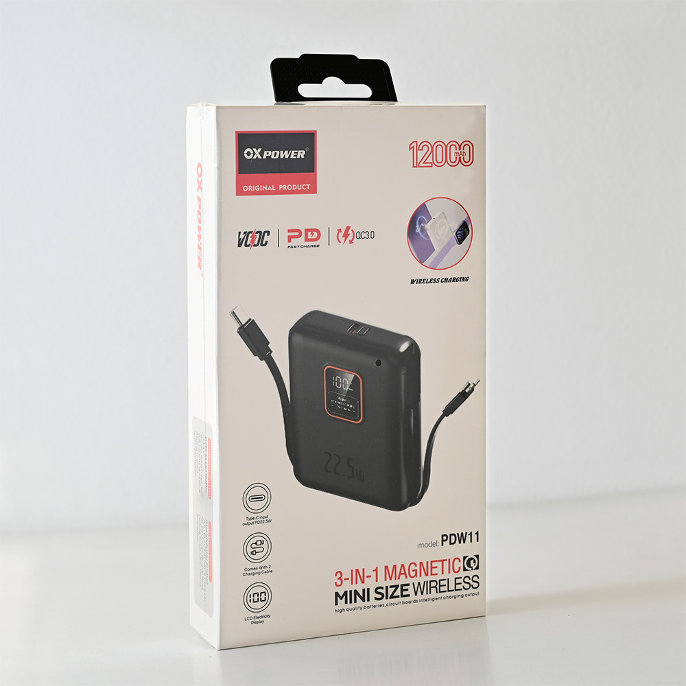 Power bank prenosiva baterija Oxpower PDW11 PD QC 22.5W 12000 mAh crna