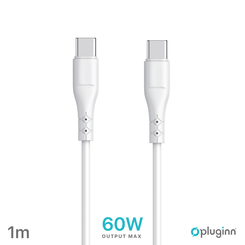 Data kabl Pluginn PI-PD 60W Type C na Type C beli 1m