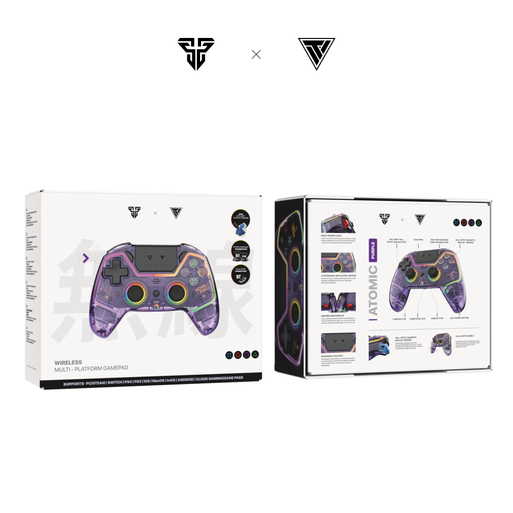 Joypad wireless Fantech WGP14V2 NOVA PRO multiplatform RGB CLEAR ljubicasti