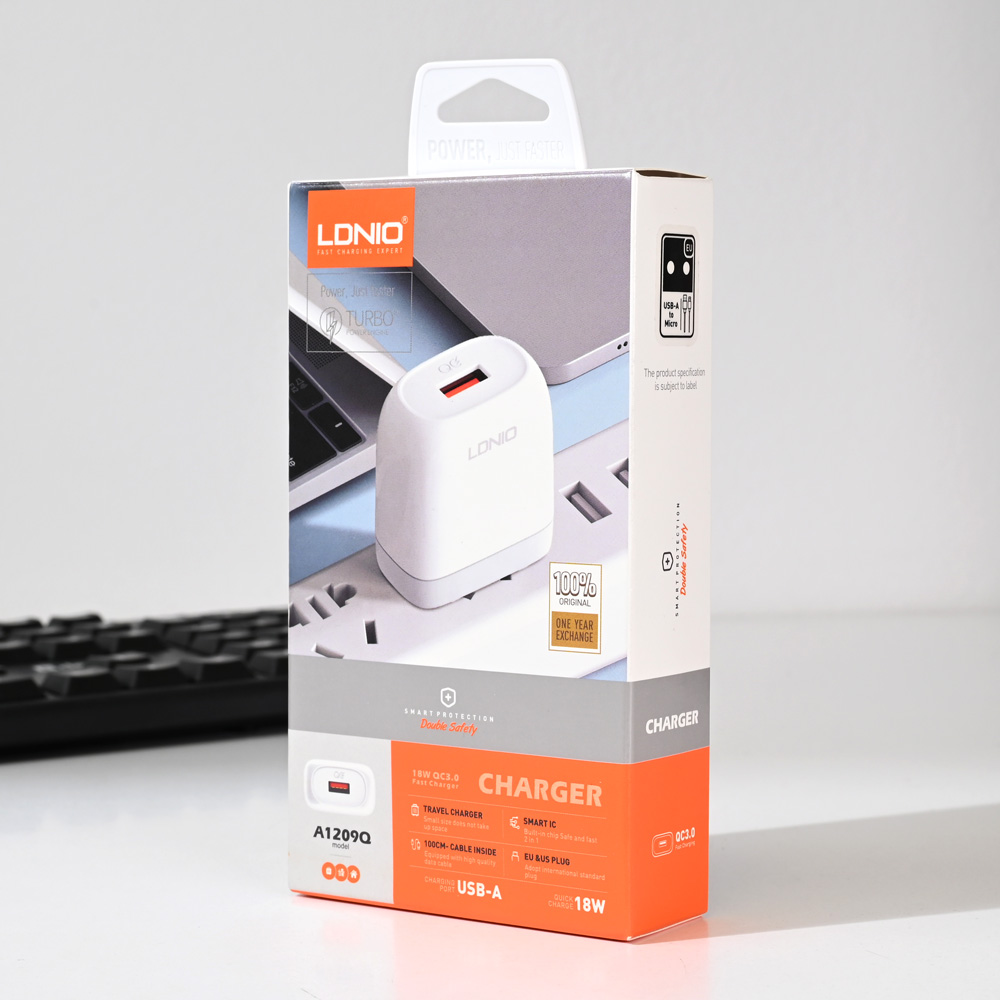 Kucni punjac LDNIO A1209Q QC3.0, 18W sa micro USB kablom beli