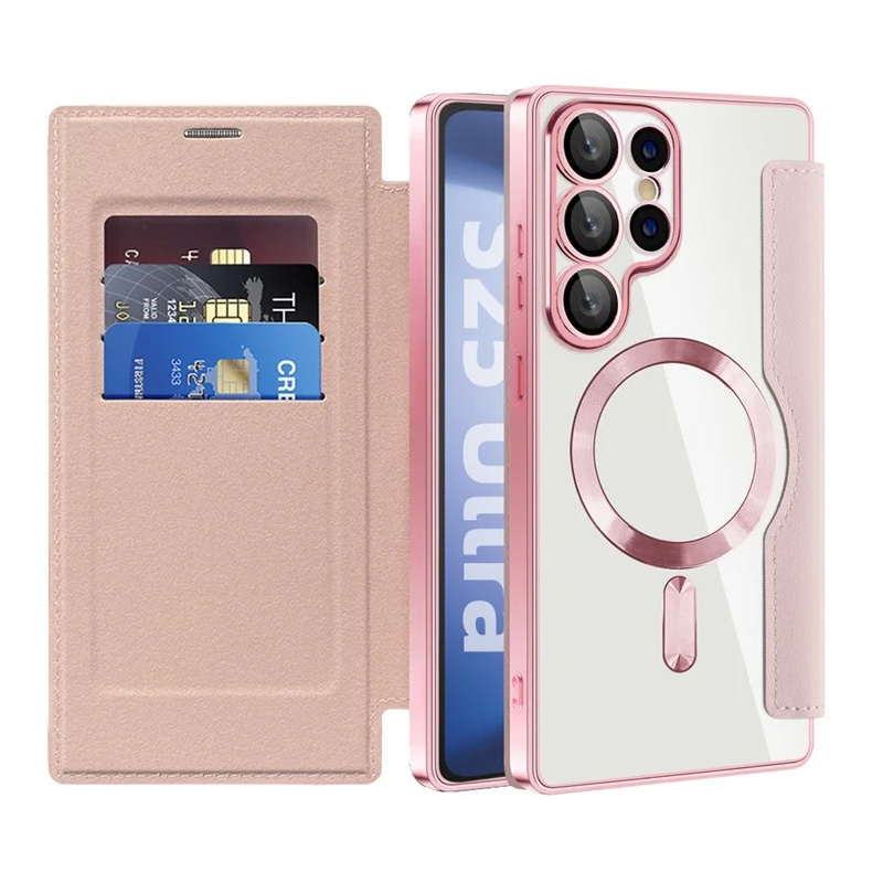 Torbica Magsafe Lux Bi Fold za Samsung S938B Galaxy S25 Ultra roze