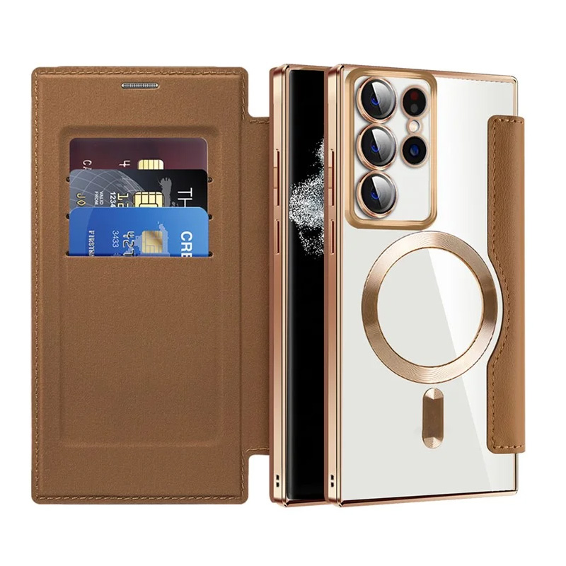 Torbica Magsafe Lux Bi Fold za Samsung S908B Galaxy S22 Ultra braon