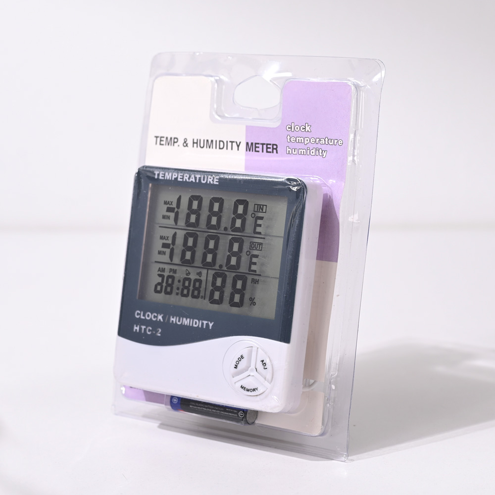 Termometar HTC-2 JWD temperetura, sat, vlaznost vazduha, sonda beli
