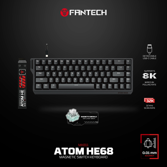 Tastatura Wired Magnetic Gaming Fantech MK811 RGB Atom HE68 crna (emerald switch)