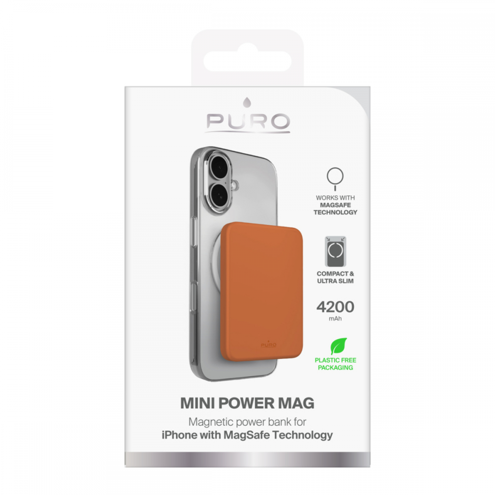 Power bank prenosiva baterija PURO Magsafe 4200mAh narandzasta
