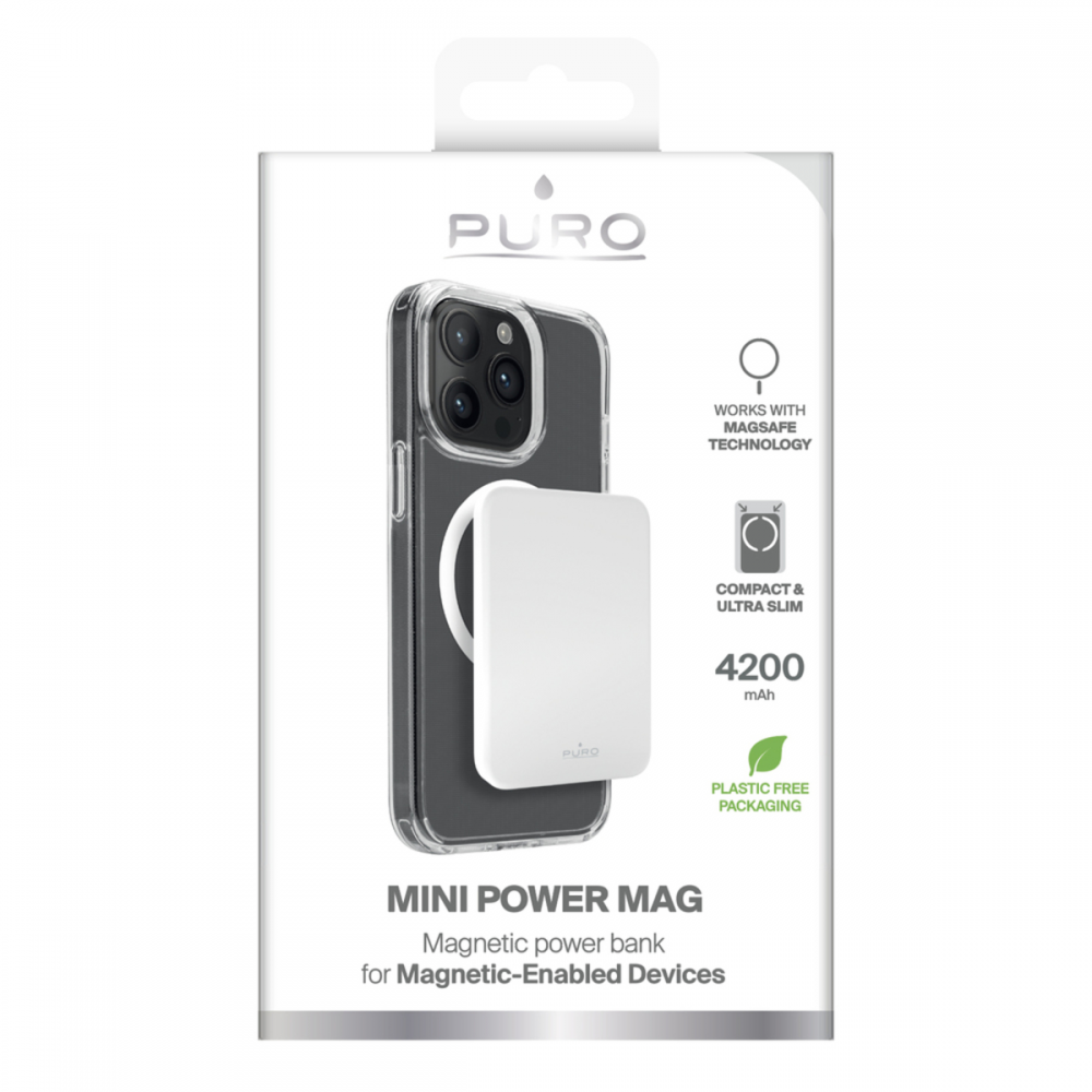 Power bank prenosiva baterija PURO Magsafe 4200mAh bela