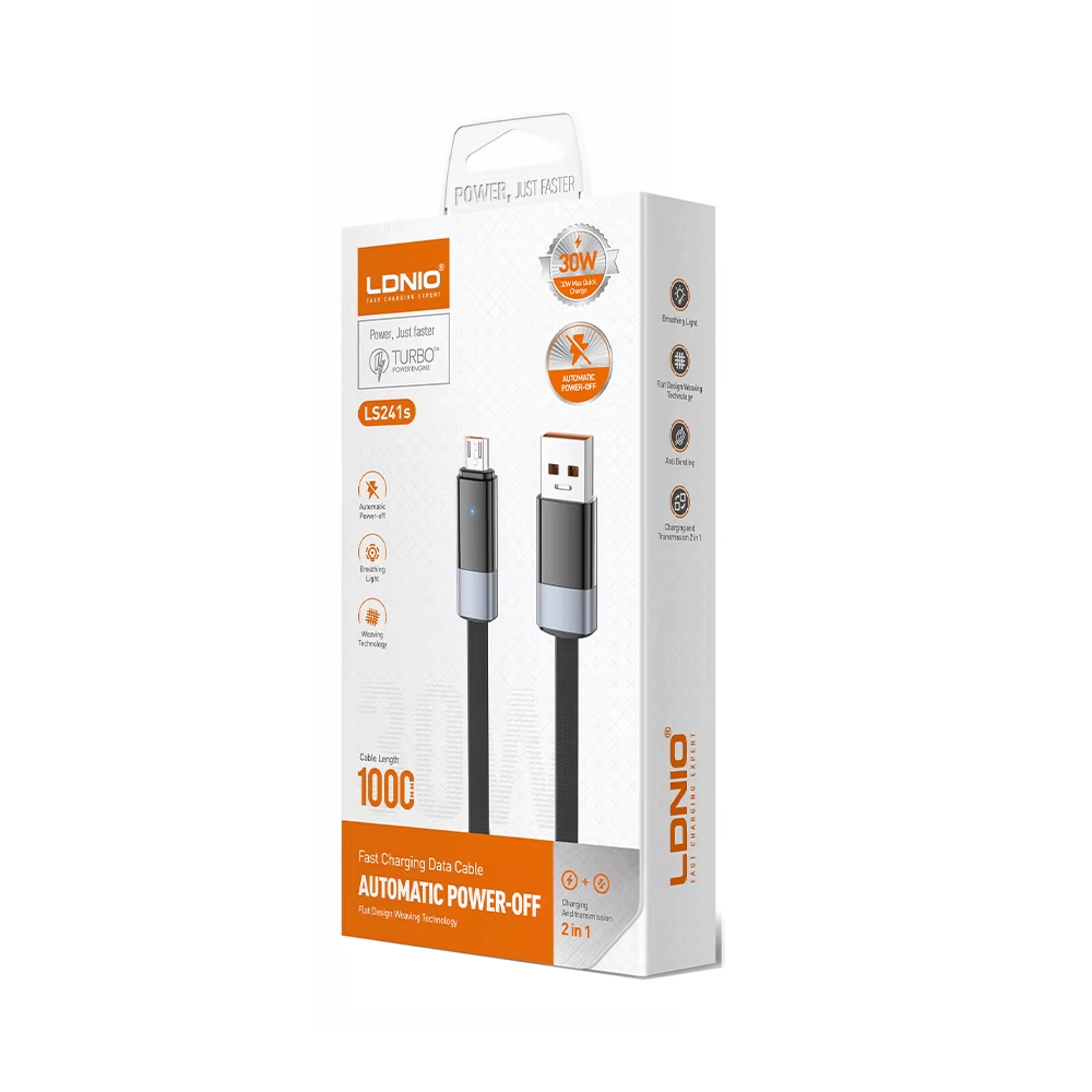 Data kabl LDNIO LS241 50W Fast Automatic Power OFF micro USB crni 1m