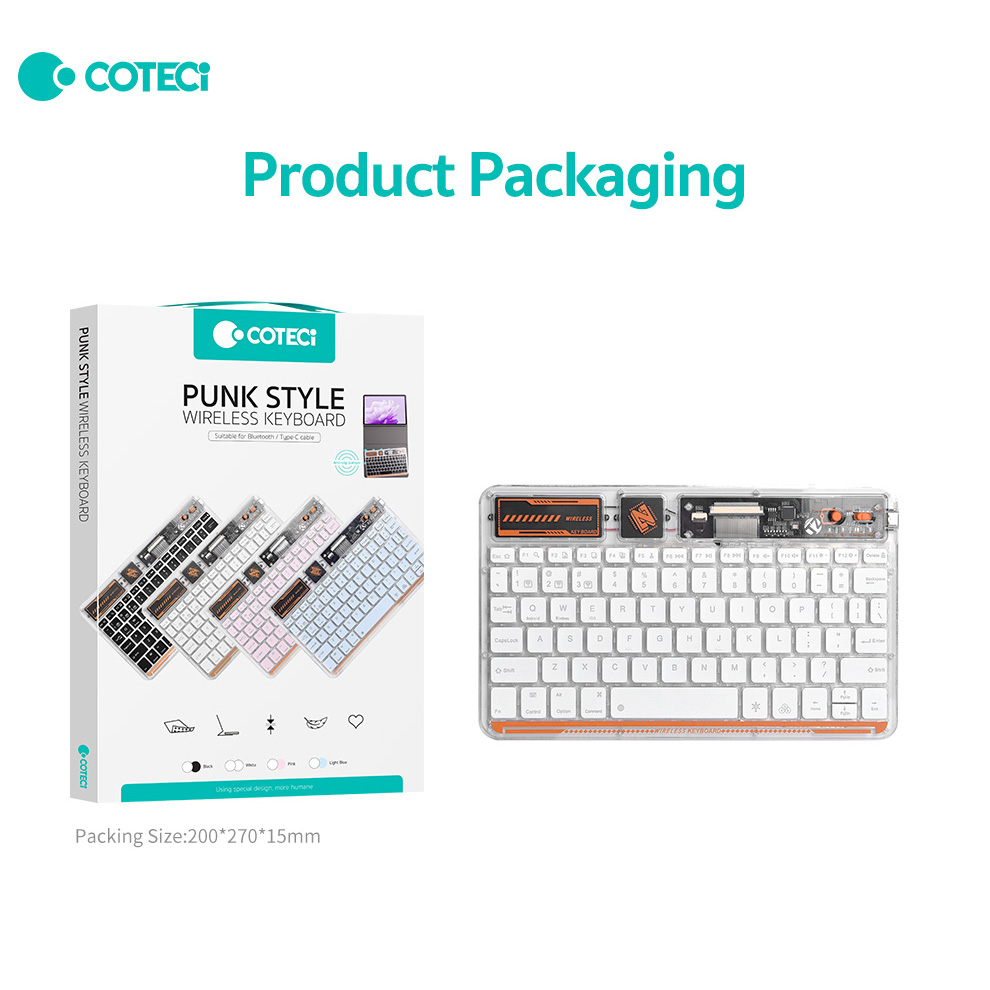 Tastatura Coteci Punk 84012 Wireless transparent crna
