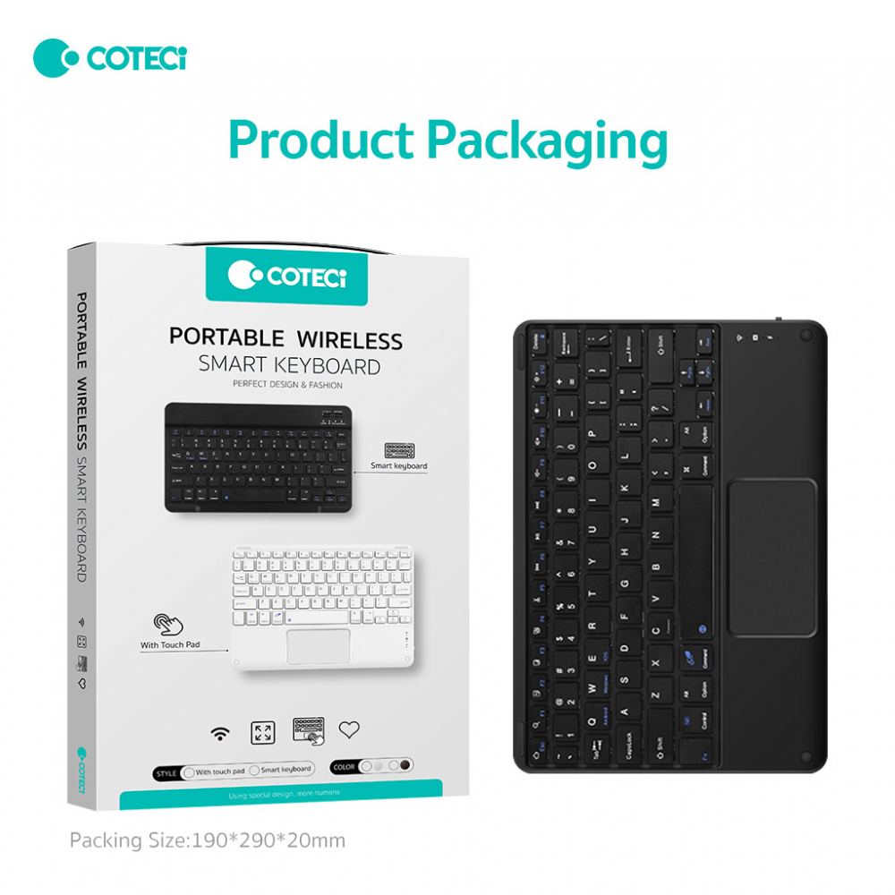 Tastatura Coteci Universal 64015 Wireless touchpad bela