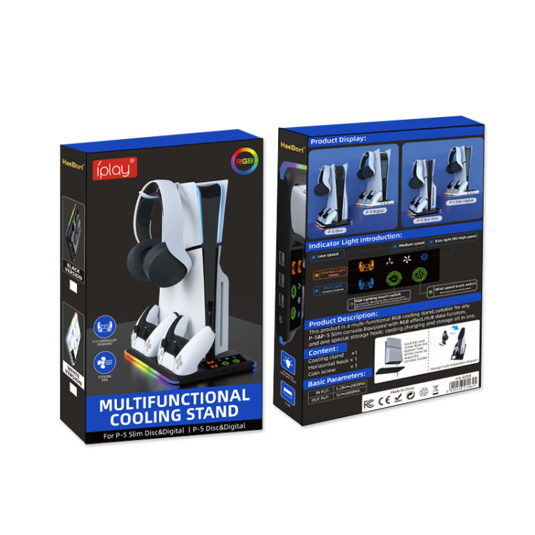 HA8008 EL RGB multifunkcionalni punjac i cooler za PS5 konzolu crni