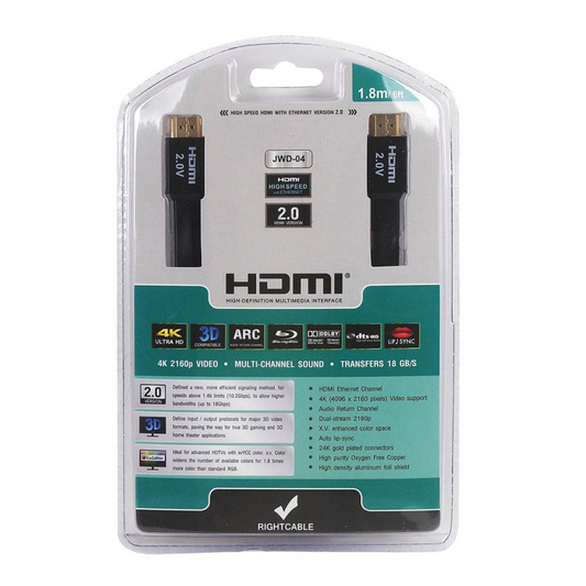 Kabl Flet HDMI na HDMI JWD-04 bakarni 2.0V Flat 1.5m