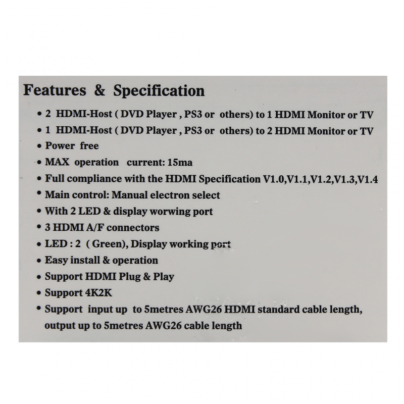 HDMI 2.0 Switch 2 porta 4K