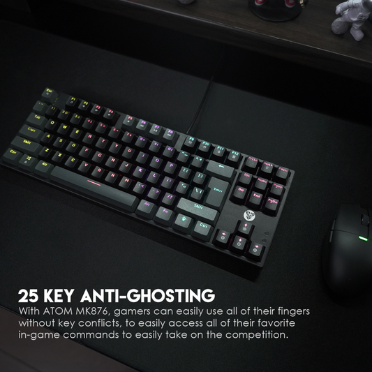 Tastatura Mehanicka Gaming Fantech MK876 RGB Atom TKL siva (Blue switch)
