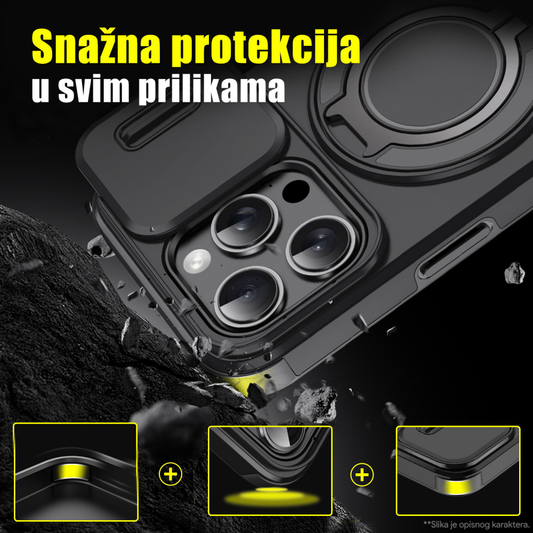 Torbica CamShield Ring stand za iPhone 15 Pro 6.1 ljubicasta