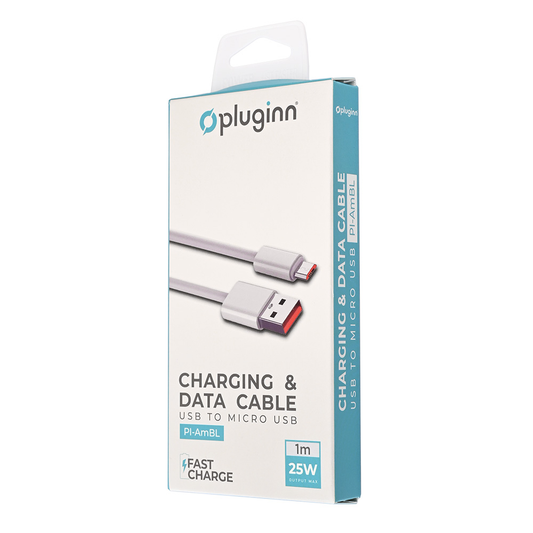 Data kabl Pluginn fast 25W USB na micro USB beli 1m