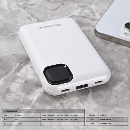 Power bank prenosiva baterija Oxpower PD12 10000mAh bela
