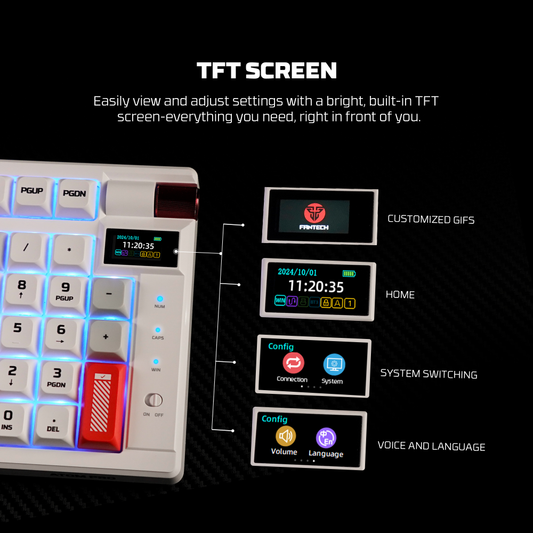 Tastatura Mehanicka Gaming Fantech MK918 RGB Atom PRO97 Wireless bela (Blue switch)