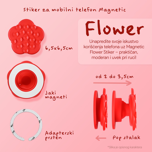 Stiker za mobilni telefon Magnetic Flower crni