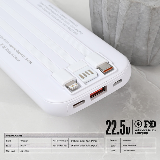 Power bank prenosiva baterija Oxpower PDC11 10000mAh bela