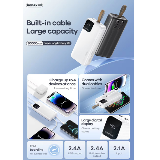Power bank prenosiva baterja REMAX Rellaen RPP-659 2.4A Fast Charging 30000mAh crna