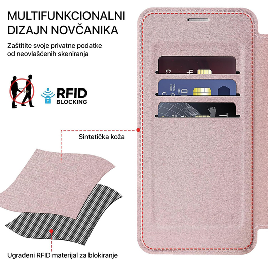 Torbica Magsafe Lux Bi Fold za Samsung A576B Galaxy A57 roze