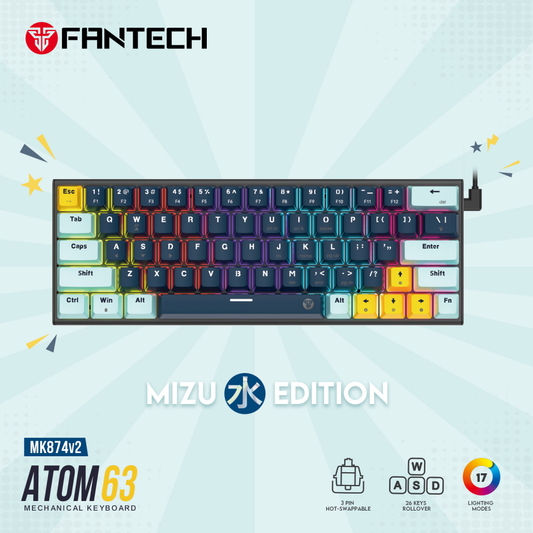 Tastatura Mehanicka Gaming Fantech MK874V2 RGB Atom 63 Mizu Navy (taro switch)