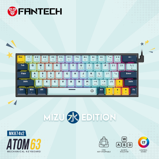 Tastatura Mehanicka Gaming Fantech MK874V2 RGB Atom 63 Mizu SkyBlue (taro switch)
