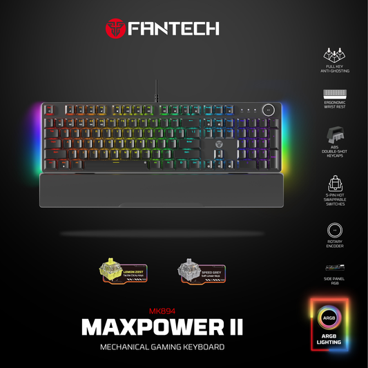 Tastatura Mehanicka Gaming Fantech MK894 RGB Maxpower II crna (yellow zest switch)