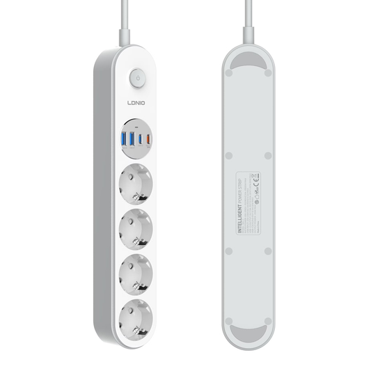 Produzni kabl LDNIO SE1-C 2500W EU, 4 uticnice 2xUSB 12W, 2xPD 20W beli 2m