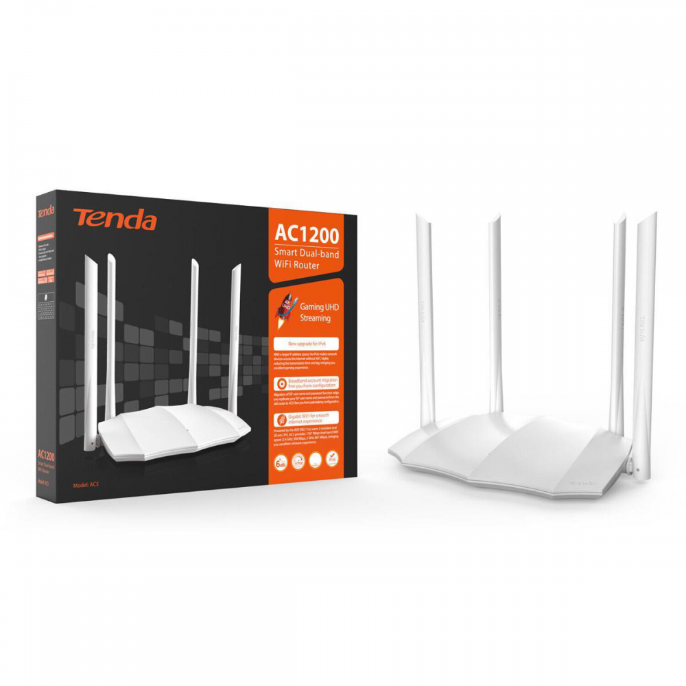 Wireless Router Tenda AC5/v3/AC1200 2,4 GHz & 5 GHz/4x6dbi/1WAN/3LAN/Repeater/AP