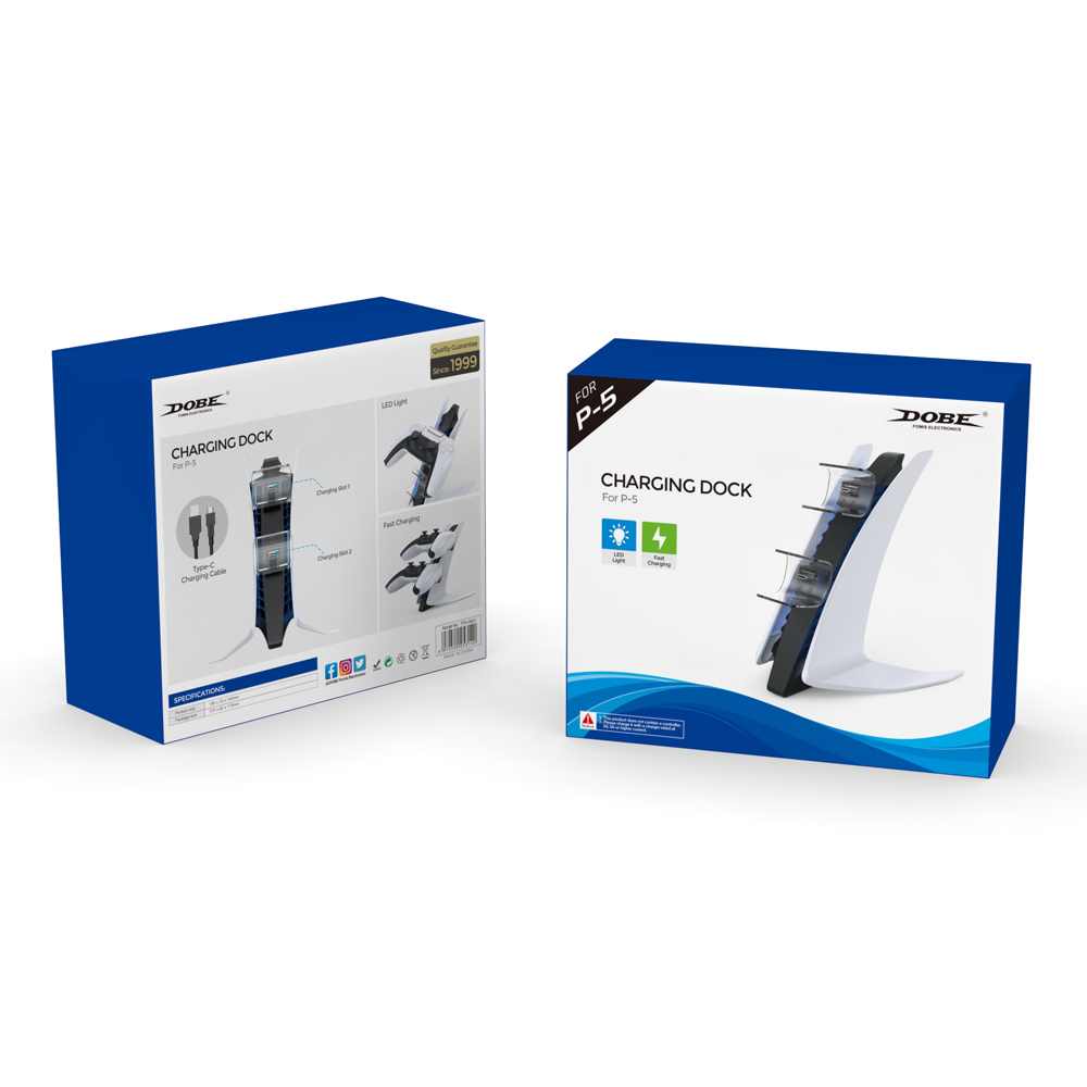 DOBE TP5-0557 vertikalni punjac za PS5 kontrolere dual beli